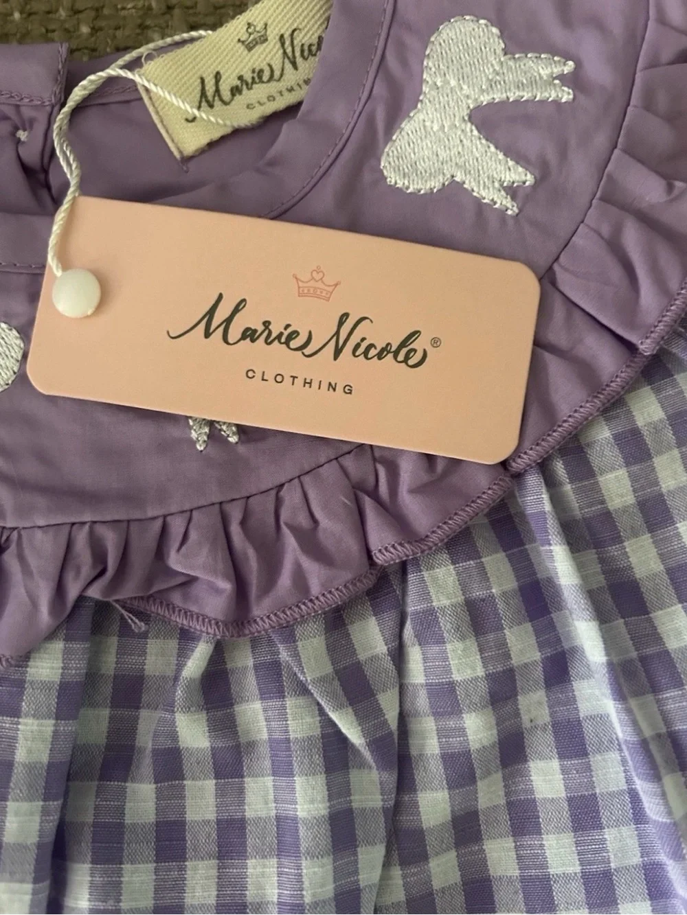 Lilac Gingham Sundress with Embroidered Bow Yoke